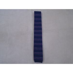 Vintage Brittsport Cotton Sock Tie Striped Blue Red Square End Trunk Neck Tie